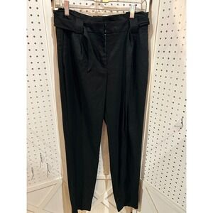Express Women‎ Black High Rise Ankle Pants Belted Pleated Tailored Size 6L